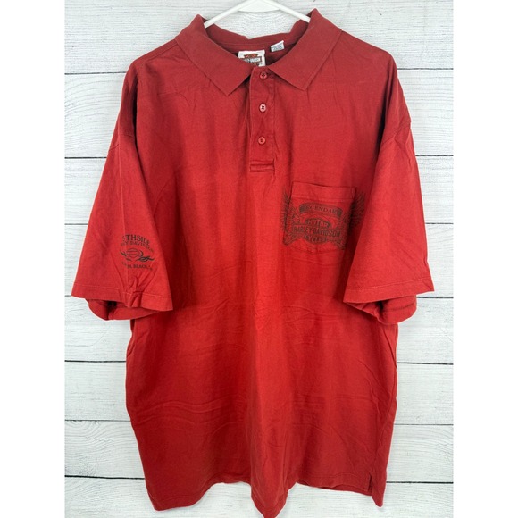 Harley-Davidson Other - Harley Davidson Mens 3XL Red Cotton Pocket Polo Shirt Southside Virginia‎ Beach
